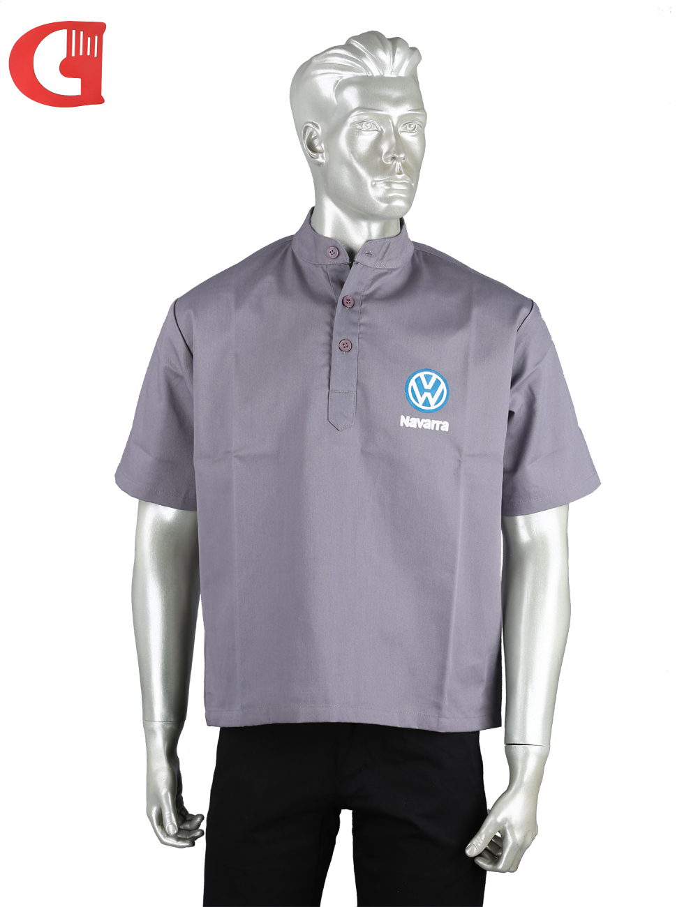  Men Pullover Stand Up Collar Short Sleeves Shirt